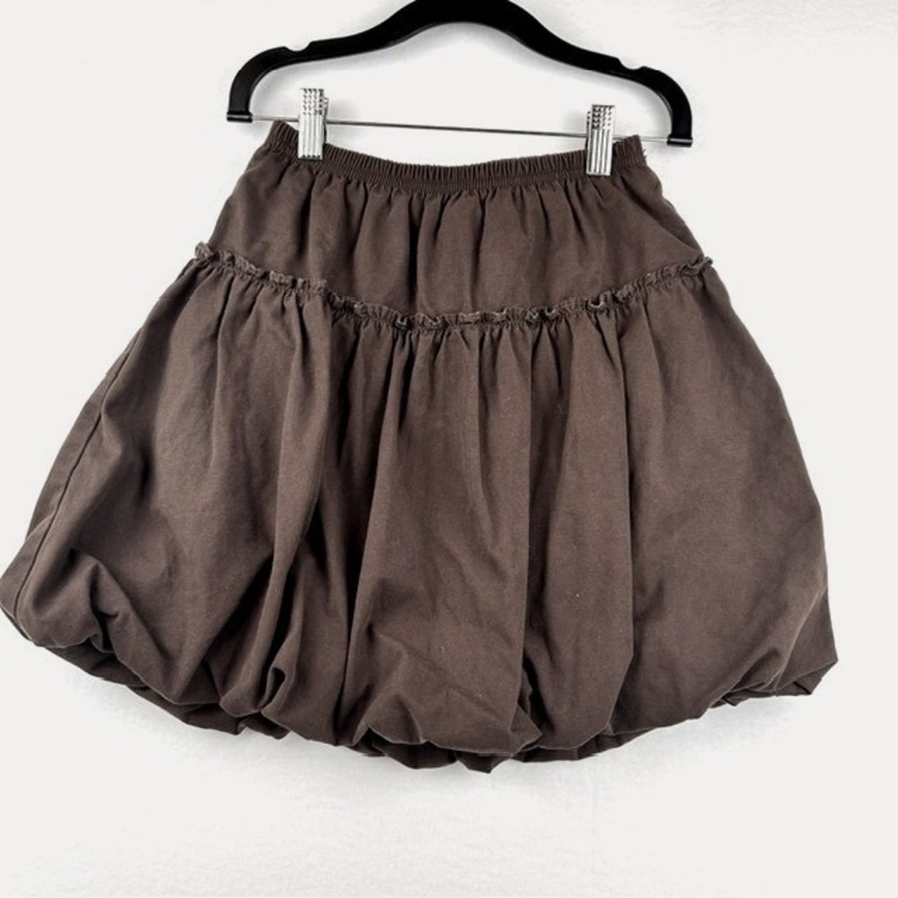 Hanna Andersson Bubble Skirt Brown‎ Tiered Ruffle Cotton Kids Size 140 US 10